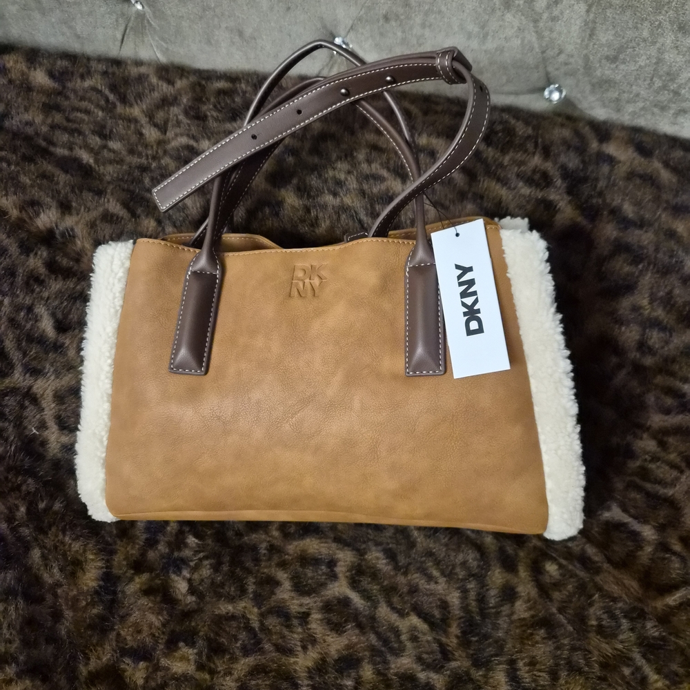 DKNY Tan and Cream Shoulder Bag